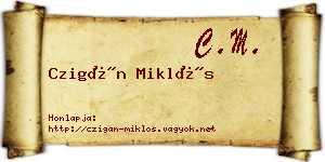Czigán Miklós névjegykártya